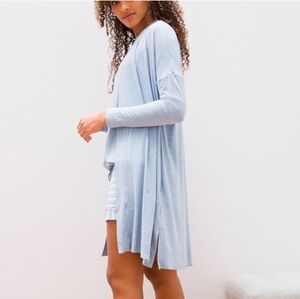 Soma Cool Nights Intimates Rayon Open Front Duster In Heather Marina NWT